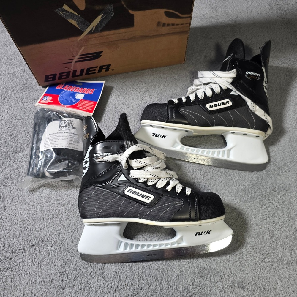 Bauer Mens 8 Ice Hockey Skates Black Impact 200 TUUK Blades with Guards